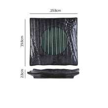 Green Black Shallow Square Plate