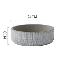 Wide Textured Grey Cement Planter