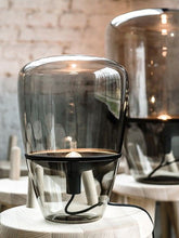 Post modern glass / gold table lamp