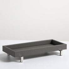 Grey Leather Silver Metal Base Tray