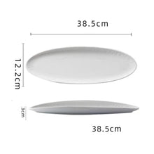 White Striped Oval Textured Plate