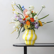 Yellow Striped Glass Vase