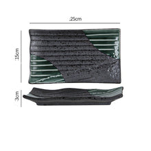 Green Black Shallow Rectangular Plate