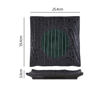 Green Black Shallow Square Plate