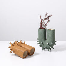 Rustic Brown and Green Hole Vase