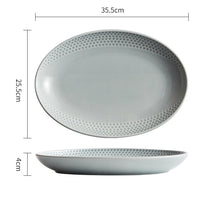 White, Grey and Black Oval Tableware