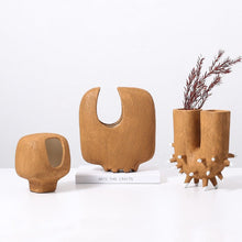Rustic Brown and Green Hole Vase