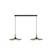 Walnut Disk Copper Chandelier