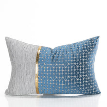 Grey Blue Golden Strip Diamond Pattern Cover (Set of 2)