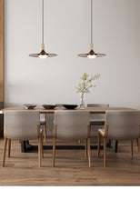 Walnut Disk Copper Chandelier