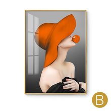 Gorgeous orange hat women painting