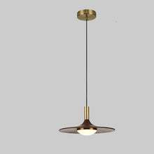 Walnut Disk Copper Chandelier