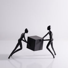 Small Black Cast Push Square Aluminum Sculpture