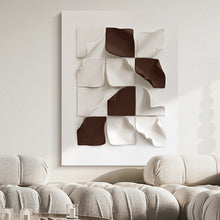 Curved Edged Maroon White Square Painting