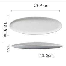 White Striped Oval Textured Plate