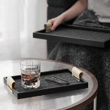 Black and Beige Woven Tray