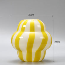 Yellow Striped Glass Vase