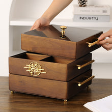 Walnut Gold Metal Tissue Box