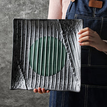 Green Black Shallow Square Plate