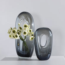 Oval Blue Glass Vase