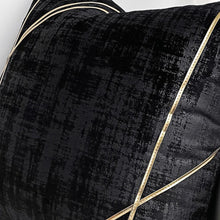 Black and Golden Strip Velvet Pillow Cover (Set of 2)