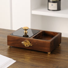 Walnut Gold Metal Tissue Box
