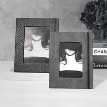 Black Leather Black Metal Strip Photo Frame