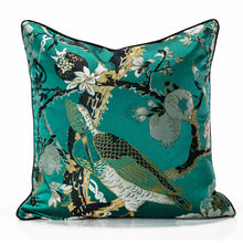 Green Flowers and Birds Cushion Cover (Set of 2)