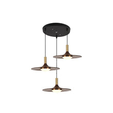 Walnut Disk Copper Chandelier