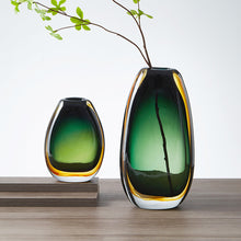 Green Yellow Ombre Thick Glass Vase