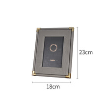 Brown Leather Golden Corner Photo Frame
