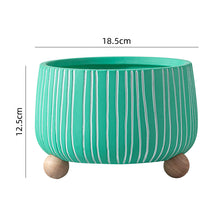 White Stripped Wooden Ball Base Planter