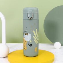 Pastel Black Line Face Doodle Water Bottle
