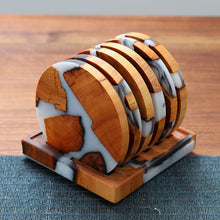 Pine Wood and White Resin Coaster