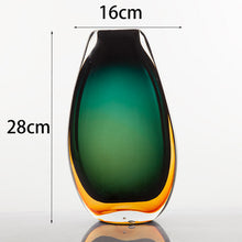 Green Yellow Ombre Thick Glass Vase