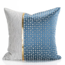 Grey Blue Golden Strip Diamond Pattern Cover (Set of 2)