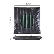 Green Black Shallow Square Plate