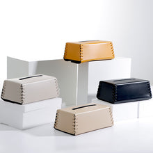Leather Corner Stitched Tissue Box