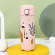 Pastel Black Line Face Doodle Water Bottle