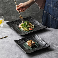 Green Black Shallow Square Plate