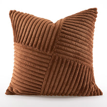 Velvet Brown Spliced Pillow Cover (Set of 2)