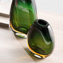 Green Yellow Ombre Thick Glass Vase
