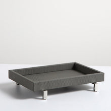 Grey Leather Silver Metal Base Tray