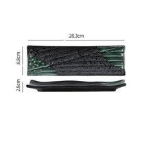Green Black Shallow Rectangular Plate
