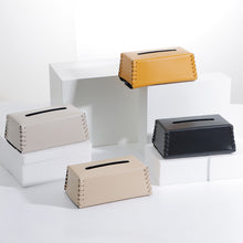 Leather Corner Stitched Tissue Box