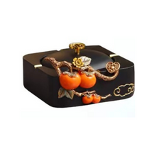 Red Berry with Golden Twig Ashtray & Tissue Box