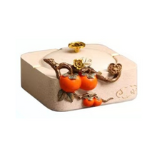 Red Berry with Golden Twig Ashtray & Tissue Box