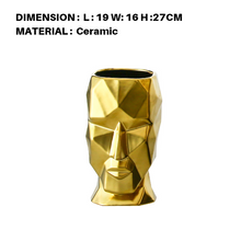 Gold Geometric Face Pen Holder