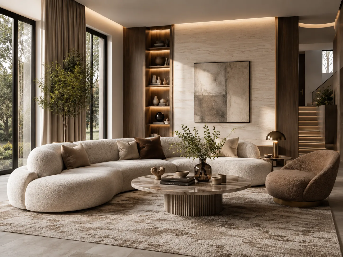 Ruang tamu modern dengan home decor premium