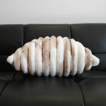 Striped Bunny Fur Pillow Cover